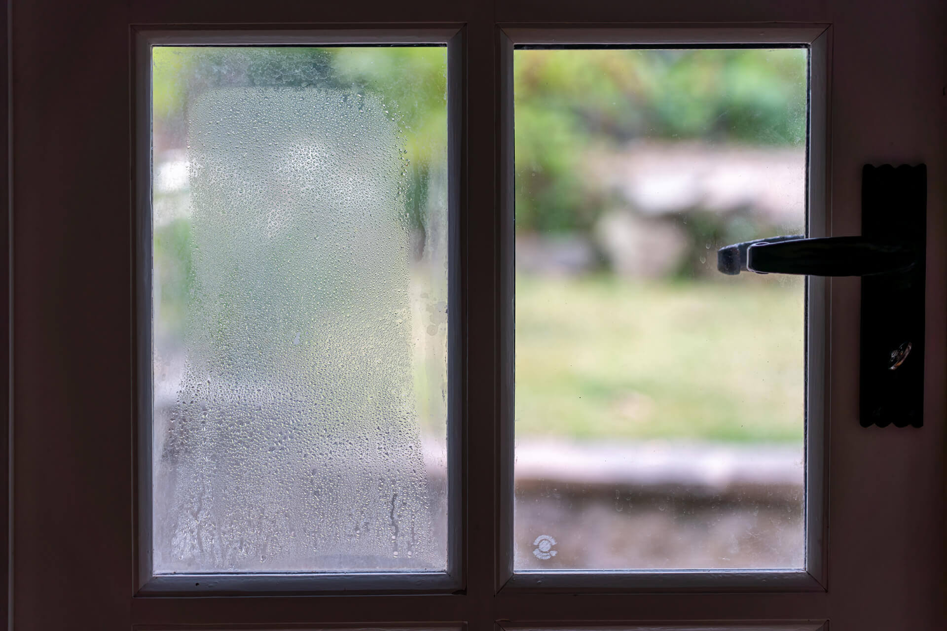 Condensation on exterior door.