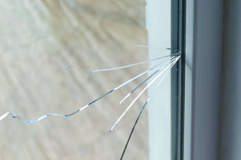 Cracked window pane.